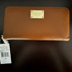 MICHAEL Michael Kors Tan Wallet with Gold Accents